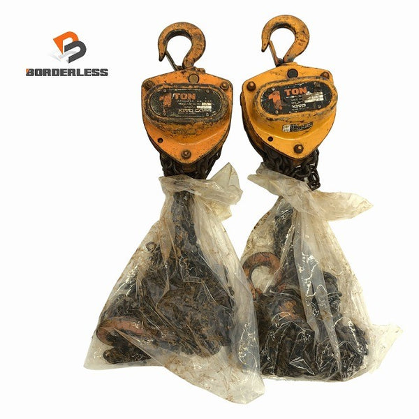 ☆中古品2個セット☆KITO キトー チェーンブロック M3形 CB010 荷重1.0ton/1ton 揚程2.5m 手動式 チェンブロック 吊り具 荷揚げ機136344 - 1