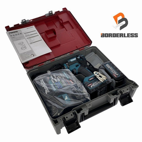 ☆未使用品☆makita マキタ 40Vmax 充電式インパクトドライバー TD003GRAX 青/ブルー バッテリー2個(2.0Ah) 充電器 ケース付129497 - 0
