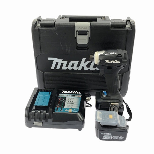☆比較的綺麗☆makita マキタ 14.4V 充電式インパクトドライバ TD162DRGXB 黒 バッテリー2個(14.4V 6.0Ah) 充電器 ケース付 - 3
