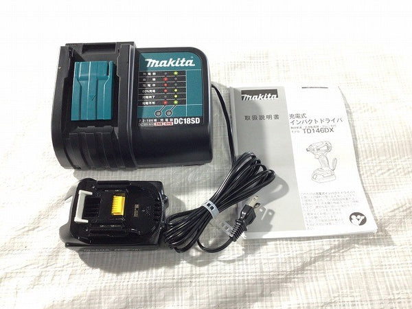 ☆未使用品☆makita マキタ 18V 充電式インパクトドライバー TD146DSHX バッテリ2個(18V1.5Ah) 充電器 ケース付 コードレス137636 - 9
