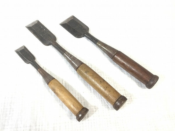 ☆中古品☆瓢箪 ひょうたん印 追い入れ鑿 9本セット 1分/3mm～1寸6分/48mm 追入れ鑿 叩き鑿 ノミ のみ 大工道具 木材加工111144 - 8