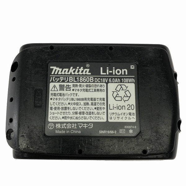 ☆中古品 充電回数14回☆makita マキタ 18V 6.0Ah 純正 リチウムイオンバッテリー BL1860B 残量表示付 雪マーク135743 - 10