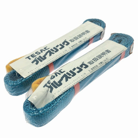 ☆未使用品2個セット☆TESAC テザック ブルースリング B25-0203 25mm 1.0m 1.0ton ベルトスリング 荷締め 吊り具 荷役 牽引130021 - 0