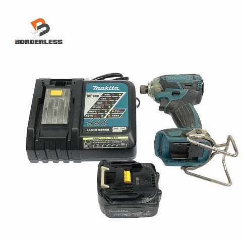 ☆中古品☆makita マキタ 14.4V 充電式インパクトドライバー TD137D 青/ブルー バッテリ1個(14.4V6.0Ah) 充電器付 コードレス120206