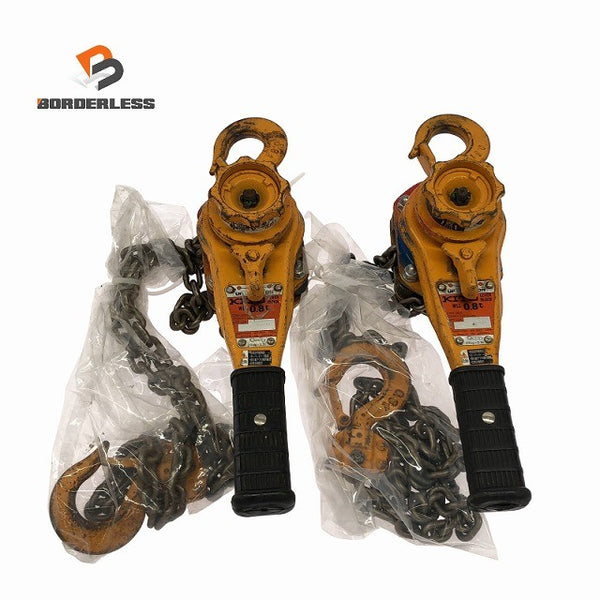 ☆中古品2個セット KITO キトー レバーブロック L5形 LB008 荷重0.8ton/800kg 揚程1.5m レバーホイスト ガッチャ 荷揚げ機 荷締め機135553 - 1