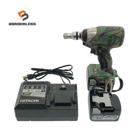 ☆中古品☆HITACHI 日立工機 14.4V コードレスインパクトレンチ WR14DBAL2 バッテリ2個(14.4V6.0Ah) 充電器付 充電式118259