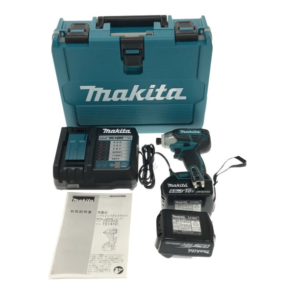 ☆未使用品☆makita マキタ 18V 充電式ソフトインパクトドライバ TS141DRGX バッテリー2個(18V 6.0Ah) 青/ブルー 充電器 ケース付130068 - 3