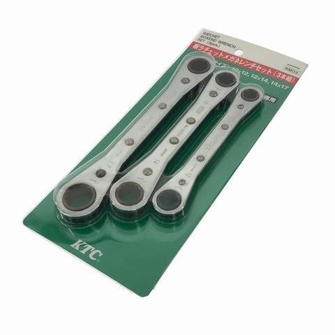 ☆未使用品☆KTC 板ラチェットメガネレンチセット 3本組 RM03 (RM-14X17/12X14/10X12) 板ラチェットめがねレンチ ギアレンチ - 0