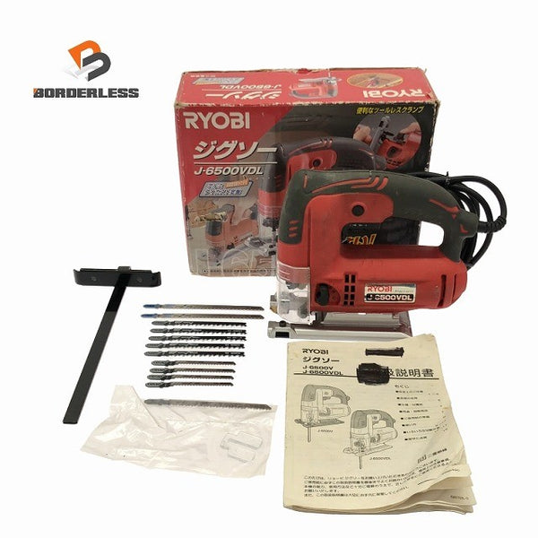☆中古品☆RYOBI リョービ 100V ジグソー J-6500VDL 定規 刃複数付属 電気のこぎり 切断 電動工具 京セラ120769 - 1