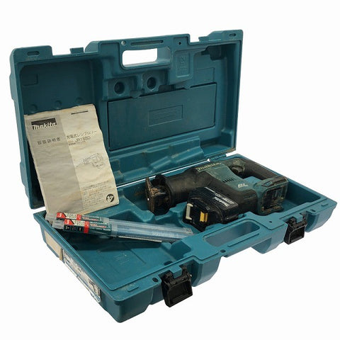 ☆中古品☆makita マキタ 18V 充電式レシプロソー JR188DZ バッテリ1個(18V6.0Ah) 純正替刃9本(未使用) ケース付135859 - 0