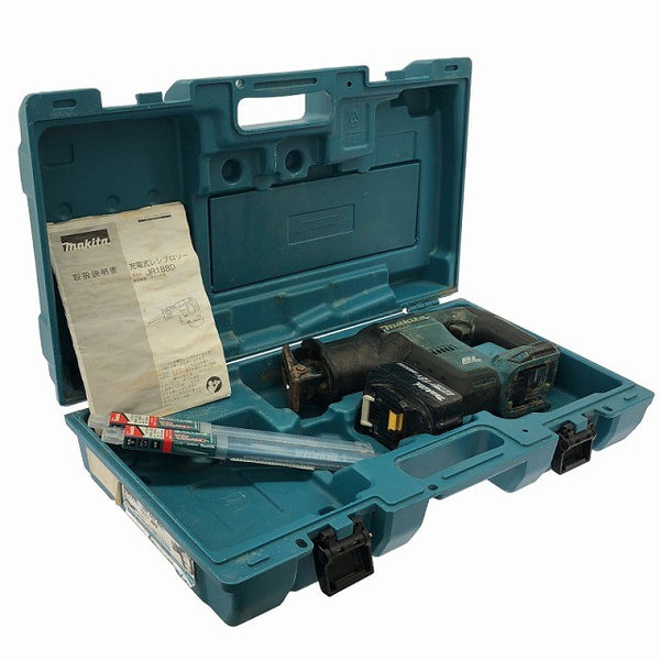 ☆中古品☆makita マキタ 18V 充電式レシプロソー JR188DZ バッテリ1個(18V6.0Ah) 純正替刃9本(未使用) ケース付135859 - 2