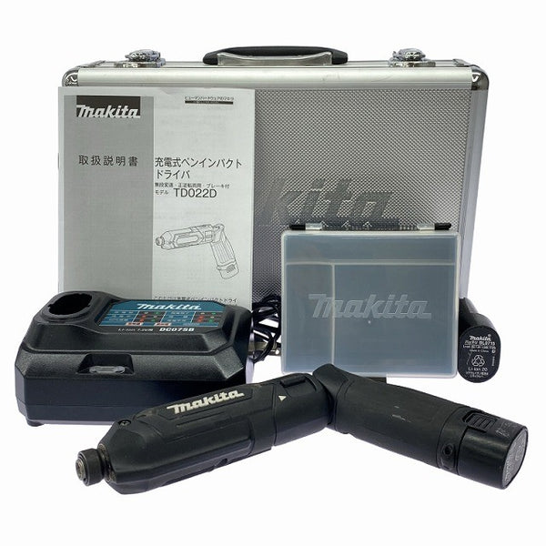 ☆中古品☆makita マキタ 7.2V 充電式ペンインパクトドライバー TD022DSHXB 黒/ブラック バッテリ2個(1.5Ah) 充電器 ケース付130958 - 3