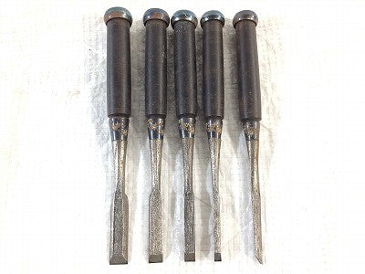 ☆未使用 保管品☆鑿/ノミ/のみ 木目打 錦龍 摂津住人 政男道人 全10本セット 大工道具 追入れ鑿 追入れノミ 叩き鑿 叩きノミ - 7