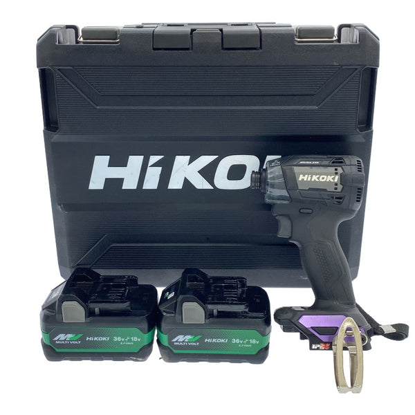 ☆中古美品☆HiKOKI ハイコーキ 36V コードレスインパクトドライバー WH36DD 黒 マルチボルトバッテリー2個(BSL36A18X) ケース付き118512 - 3