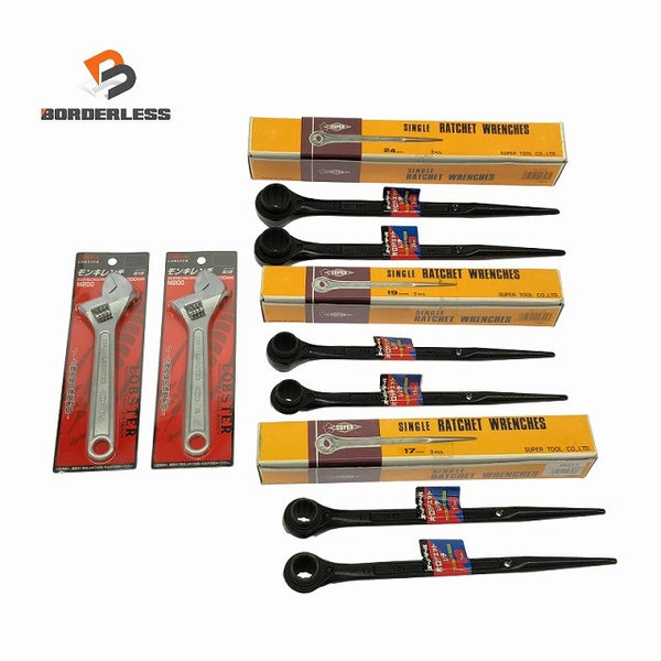 ☆未使用品8本セット☆スーパーツール 片口ラチェットレンチ RH17 RH19 RH24 ロブスター モンキーレンチ M200 ハンドツール135594 - 1