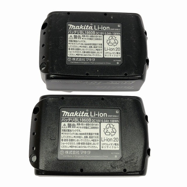 ☆中古美品2個※0回と1回 グリス少残☆makita マキタ 18V 6.0Ah 純正 リチウムイオンバッテリー BL1860B 残量表示付 雪マーク133575 - 10