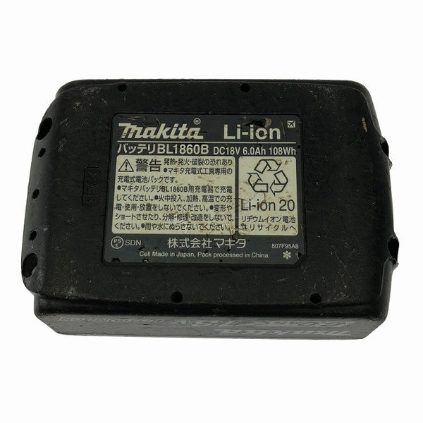 ☆中古品※22回☆makita マキタ 18V 6.0Ah 純正 リチウムイオンバッテリー BL1860B 雪マーク 急速充電対応 残量表示付 蓄電池128920 - 10