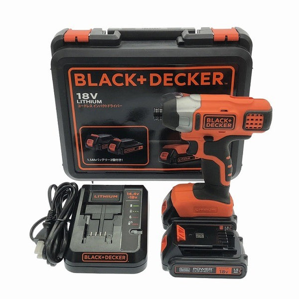☆美品☆B＆D BLACK+DECER ブラック＆デッカー 18V コードレスインパクトドライバー BPCI18 バッテリ2個 充電器 ケース117663 - 3