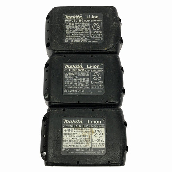 ☆中古品☆makita マキタ 18V 6.0Ah 純正 リチウムイオンバッテリー BL1860B(残量表示付)×2台 BL1850×1台 蓄電池136849 - 10