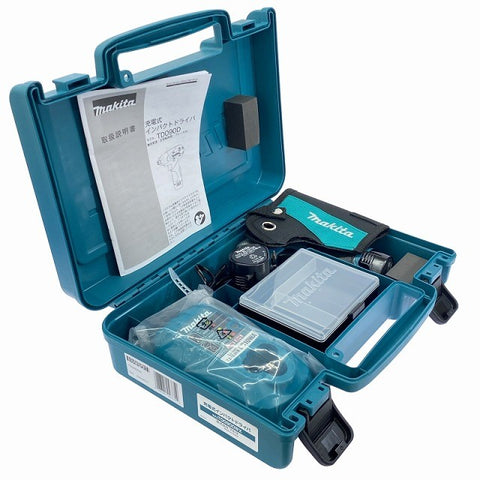 ☆未使用品☆makita マキタ 10.8V 充電式インパクトドライバー TD090DWX 青 バッテリ2個(1.3Ah) 充電器 ケース付117825 - 0