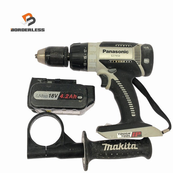 ☆中古品☆Panasonic パナソニック 18V 充電振動ドリル＆ドライバー EZ7950 本体+バッテリー1個(18V 4.2Ah)117576 - 1