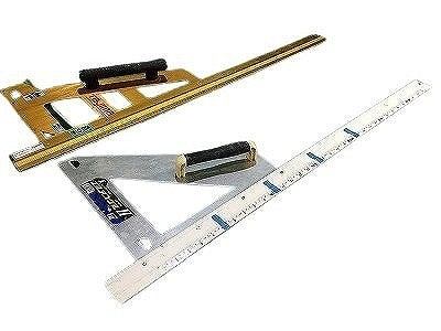 ☆中古品2点セット☆TAJIMA タジマ 丸鋸ガイド MRG-L1000 シンワ エルアングル 73170 定規2点セット 直角定規 大工道具114017 - 0