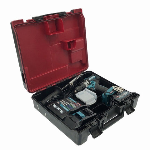 ☆比較的綺麗☆makita マキタ 40Vmax 充電式震動ドライバドリル HP001GRDX 青 バッテリ2個(2.5Ah) 充電器 ケース付 コードレス120048 - 0