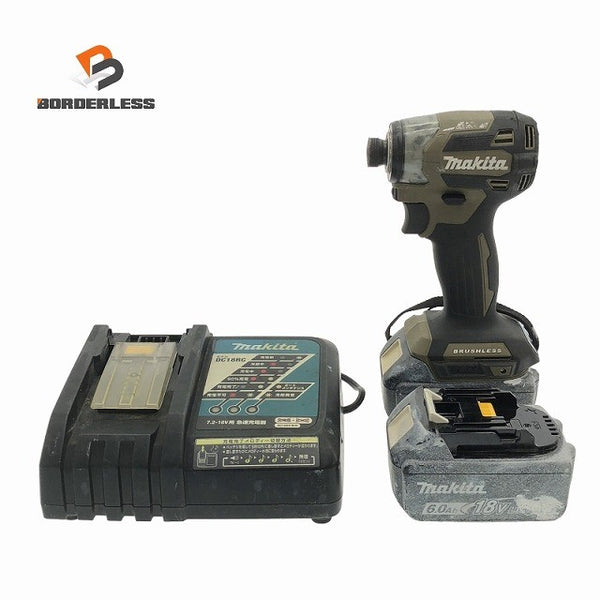 ☆中古品☆makita マキタ 18V 充電式インパクトドライバ TD173DRGXO オリーブ バッテリー2個(18V 6.0Ah) 充電器付119122 - 1