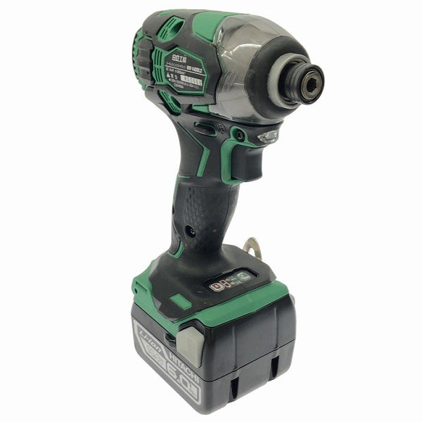 ☆比較的綺麗☆HITACHI 日立 14.4V コードレスインパクトドライバー WH14DDL2(2LYPK)(L) 緑 バッテリ2個(6.0Ah) 充電器 ケース付130684 - 5