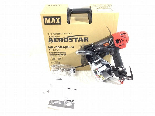 ☆未使用品☆MAX マックス 50mm 高圧コイルネイラ HN-50N4(D)-G クールグレー ケース付 エアー ロール 釘打機 釘打ち機122007 - 4