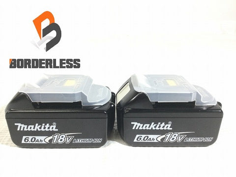 ☆未使用品2個セット☆makita マキタ 18V 6.0Ah 純正 リチウムイオンバッテリー BL1860B 残量表示付 リチウムイオン電池 ※箱なし117733
