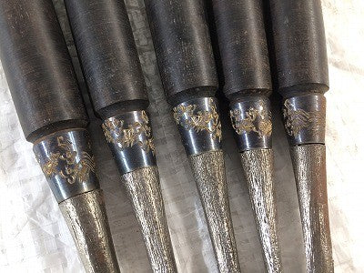 ☆未使用 保管品☆鑿/ノミ/のみ 木目打 錦龍 摂津住人 政男道人 全10本セット 大工道具 追入れ鑿 追入れノミ 叩き鑿 叩きノミ - 10