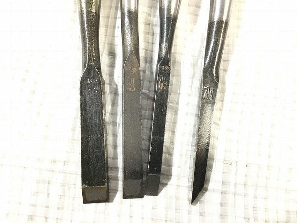 ☆未使用品☆狐 キツネ 追入10本組 鑿 グミ柄 組鑿 のみ ノミ 大工道具 宮大工133798 - 10