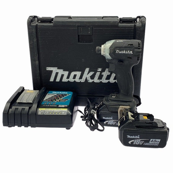 ☆中古品☆ makita マキタ 18V 充電式インパクトドライバー TD148D 黒/ブラック 本体+バッテリー2個(4.0Ah)充電器+ケース131517 - 3