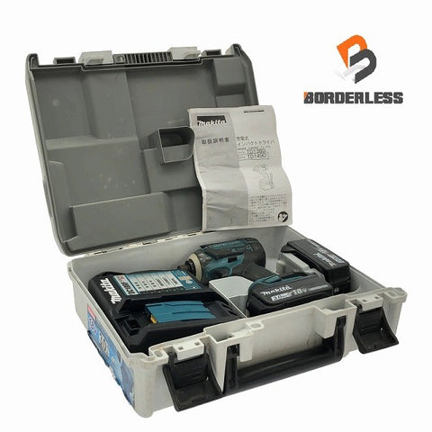 ☆中古品☆makita マキタ 18V 充電式インパクトドライバー TD149DRFX 青/ブルー バッテリー2個(18V 3.0Ah)充電器+ケース111928 - 0
