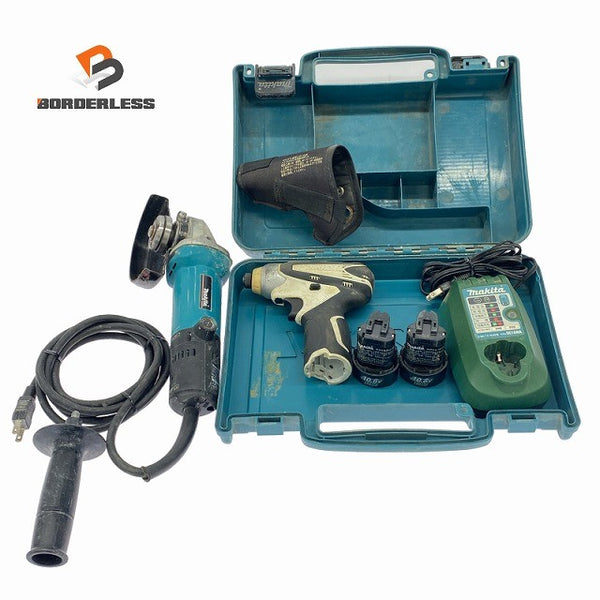 ☆中古品 2点セット☆ makita マキタ 125mm ディスクグラインダ 9535B インパクトドライバ TD090D 10.8V1.3Ah×2個 充電器129379 - 1