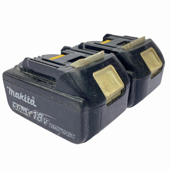 ☆中古品2点セット※コメント必読☆makita マキタ 18V 5.0Ah 純正 リチウムイオンバッテリー BL1850B 残量表示付 充電池 蓄電池131140 - 2
