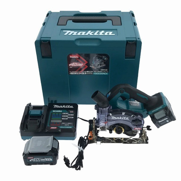 ☆未使用品☆makita マキタ 40Vmax 125mm充電式防じんマルノコ KS003GRDX 青/ブルー バッテリー2個(2.5Ah) 逆勝手仕様134041 - 3