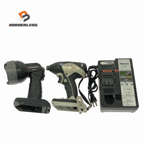 ☆中古品3点セット☆Panasonic 14.4V 充電式インパクトドライバー EZ7543 工事用充電ライト EZ3740 National 充電器 EZ0L80132322
