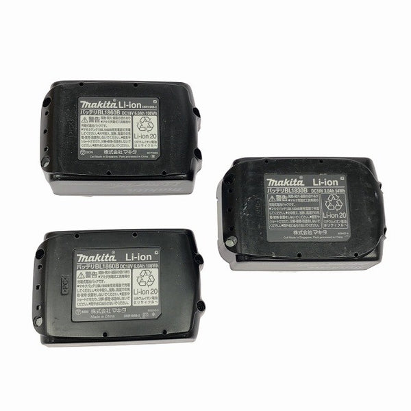☆極美品 計三点セット☆ makita マキタ 18V 純正 リチウムイオンバッテリー BL1860B×2 BL1830B×1 残量表示付き 蓄電池135066 - 10