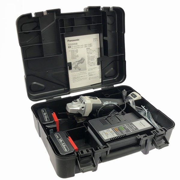 ☆極美品☆Panasonic パナソニック 18V 充電ディスクグラインダー EZ46A1LJ2G-H バッテリ2個(18V5.0Ah) 充電器 ケース 充電式134357 - 2
