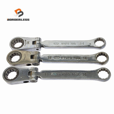 ☆中古品3本セット☆KTC 京都機械工具 首振りラチェットめがねレンチ MRF-14 14mm フレックス ラチェットメガネレンチ ハンドツール131416