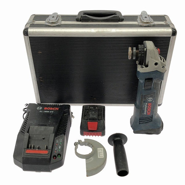 ☆中古品☆ BOSCH ボッシュ 100mm 充電式ディスクグラインダ GWS18V-LI 本体+バッテリー1個(3.0Ah)充電器+パーツ+ケース136671 - 3