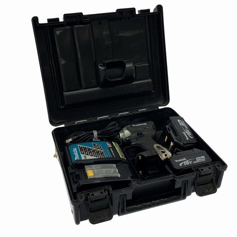 ☆中古品☆ makita マキタ 18V 充電式インパクトドライバー TD148D 黒/ブラック 本体+バッテリー2個(4.0Ah)充電器+ケース131517 - 0