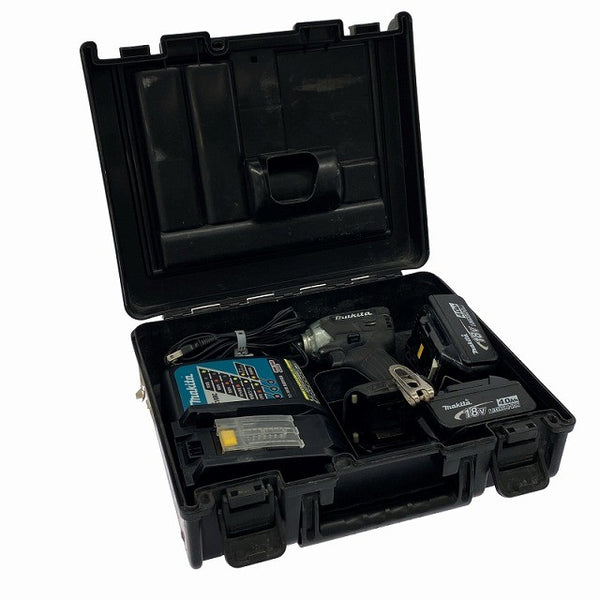 ☆中古品☆ makita マキタ 18V 充電式インパクトドライバー TD148D 黒/ブラック 本体+バッテリー2個(4.0Ah)充電器+ケース131517 - 2