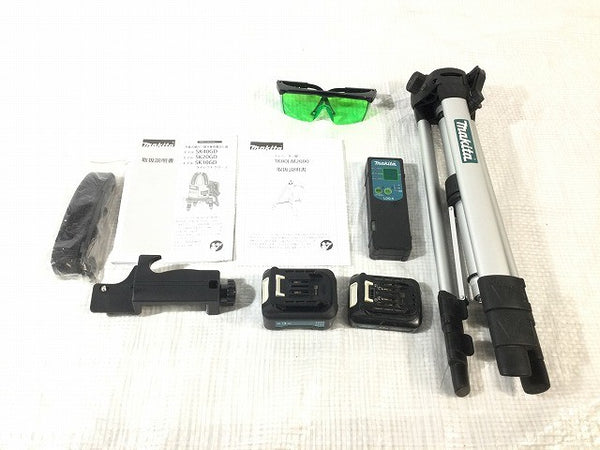 ☆中古品 makita マキタ 10.8V 充電式屋内･屋外兼用墨出し器 SK20GD 受光器 バッテリ1個 電池パック 三脚 ケース レーザー墨出し器125242 - 10