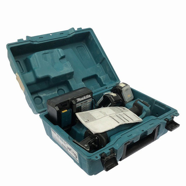 ☆中古品☆ makita マキタ 18V 充電式レシプロソー JR189DRGX 青/ブルー バッテリー2個(6.0Ah)充電器 ケース付129085 - 2