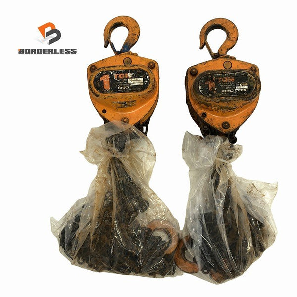 ☆中古品2個セット☆KITO キトー チェーンブロック M3形 CB010 荷重1.0ton/1ton 揚程2.5m 手動式 チェンブロック 吊り具 荷揚げ機136342 - 1