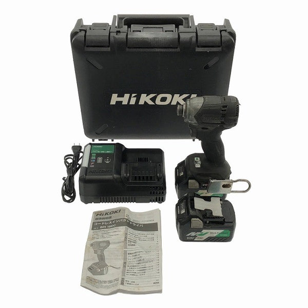 ☆中古品☆ HIKOKI ハイコーキ 18V コードレスインパクトドライバー WH18DC 黒 マルチボルトバッテリー2個(2.5Ah)充電器+ケース117384 - 3
