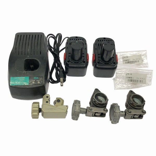 ☆中古品☆REX レッキス 9.6V コードレスフレア RF20N バッテリ2個(2.0Ah)充電器 パーツ ケース付 充電式フレアツール137219 - 9